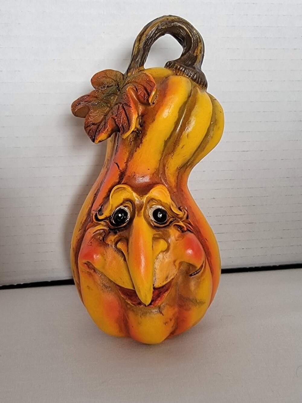 Halloween Gourd Pumpkin Face Figure Resin 6 3/4" Tall Vintage